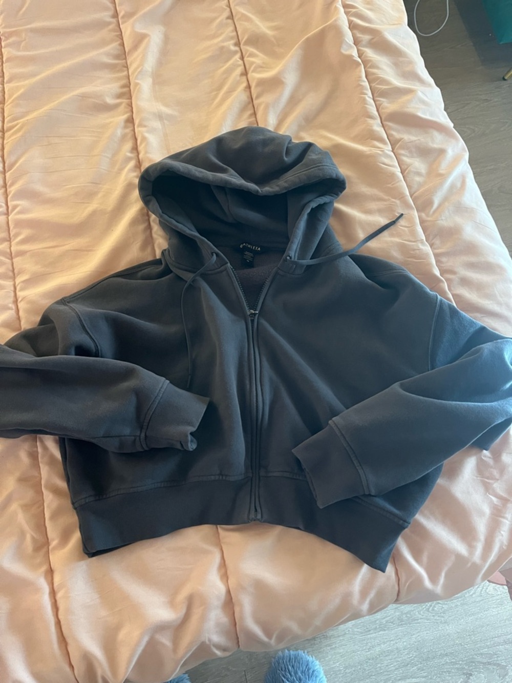 Athleta Charcoal Black Cropped Zip Hoodie